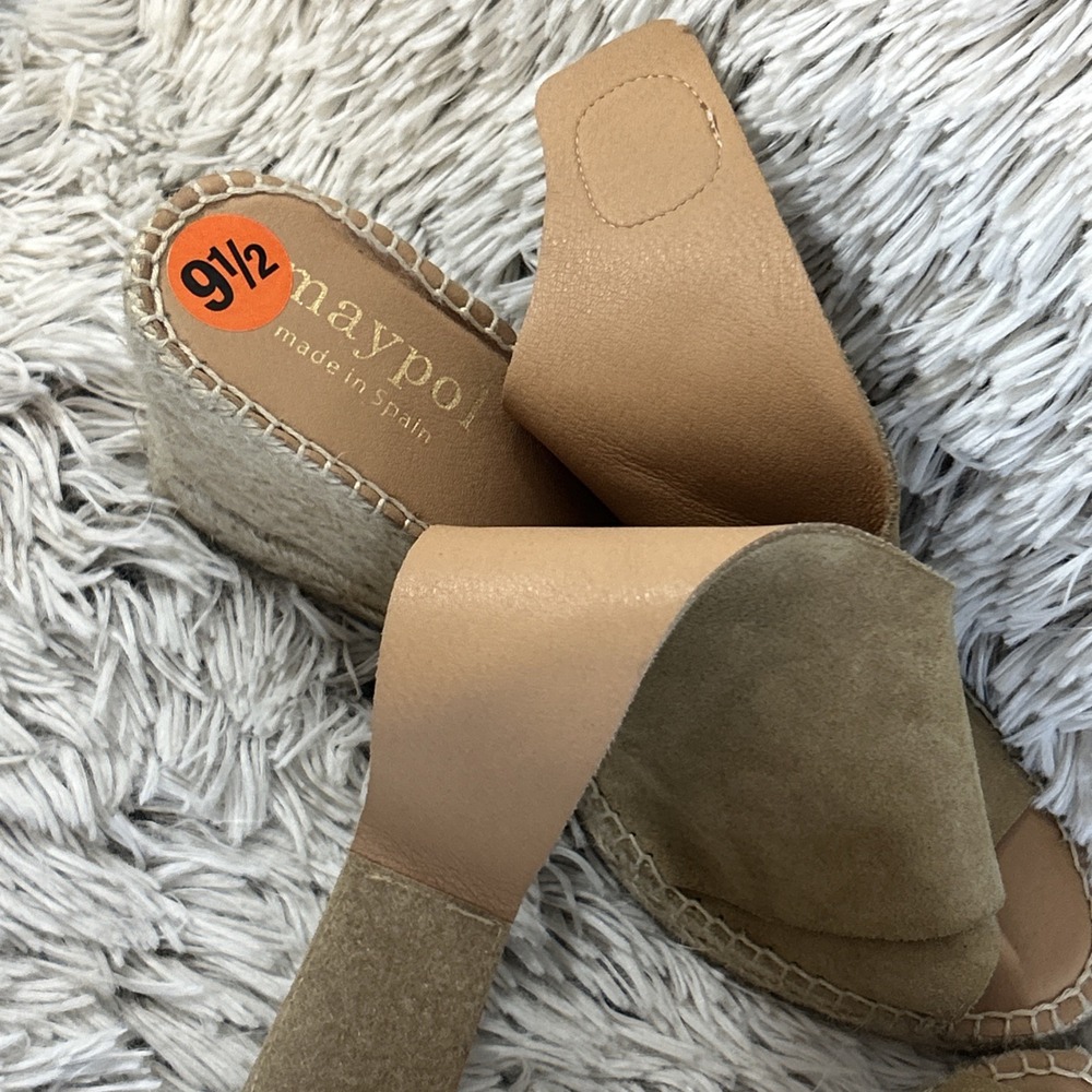 Anthropologie Maypol Womens 9.5 41‎ Espadrille Wedge Sandals Strappy Tan Suede - Picture 12 of 13